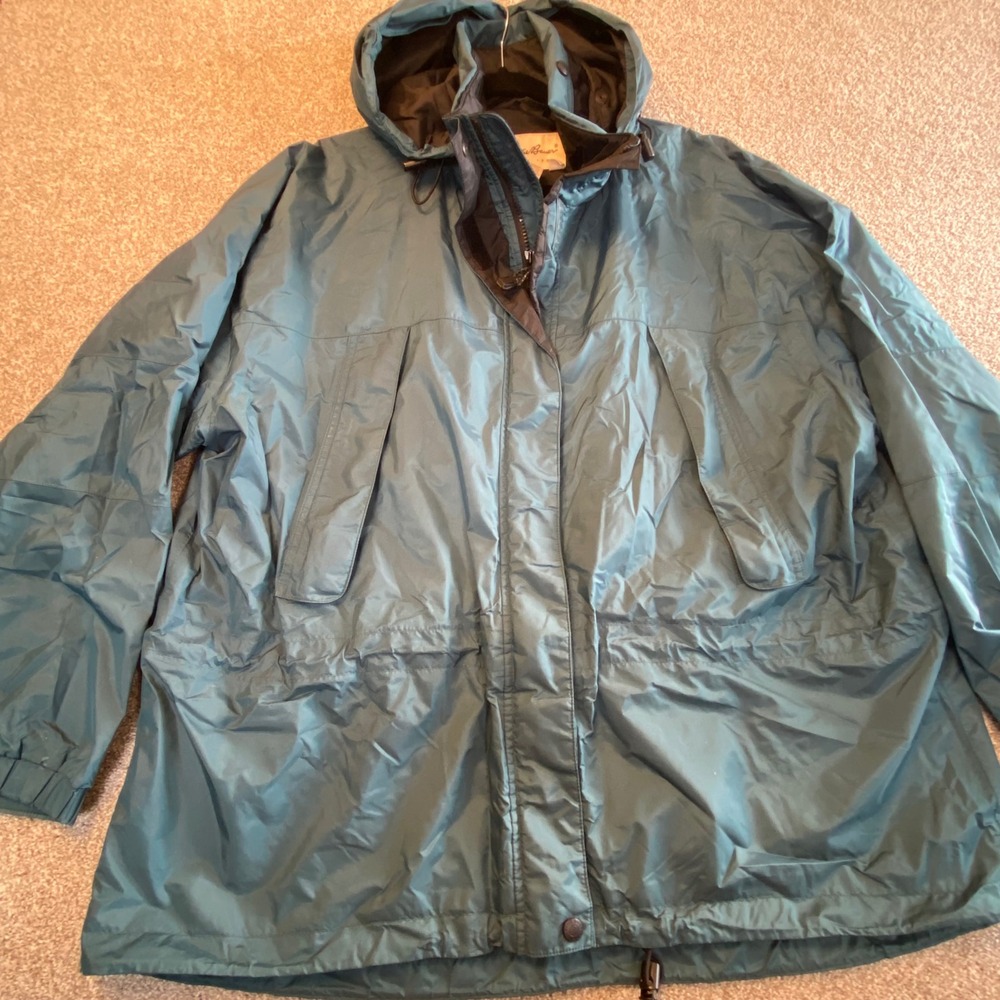 Eddie Bauer Womens XXL Gore-Tex Rain Jacket‎ Parka Teal Blue Hooded Waterproof